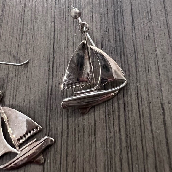 Sterling Silver Sailboat Earrings - Picture 2 of 3